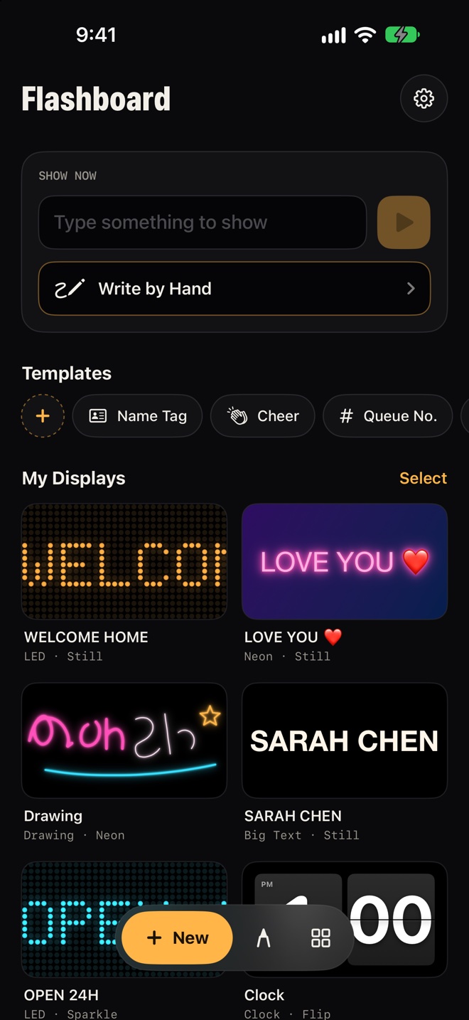 Actual Flashboard interface